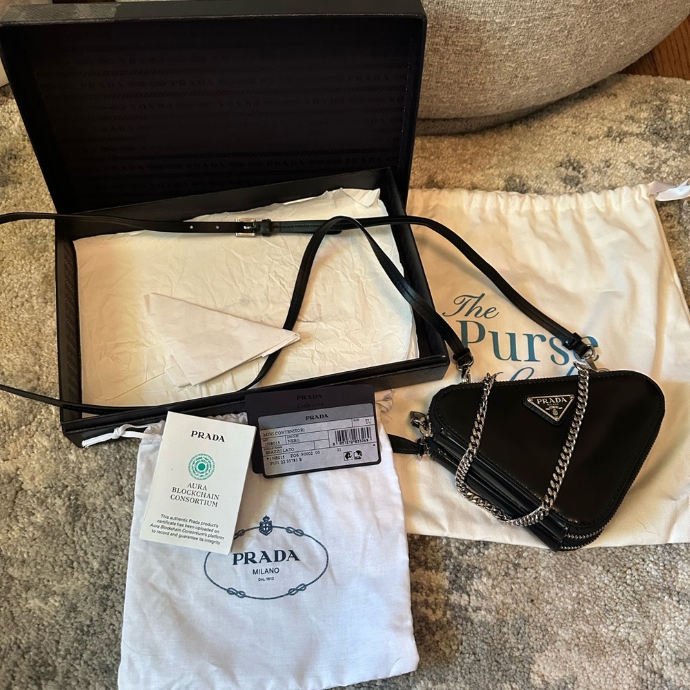 Authentic Prada Black Triangle Leather Bag